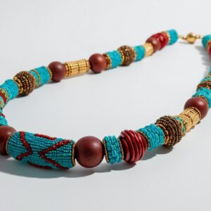 A handcrafted African beaded necklace floating on a pure white background, no shadows, isolated, high-resolution for e-commerce display” (1)